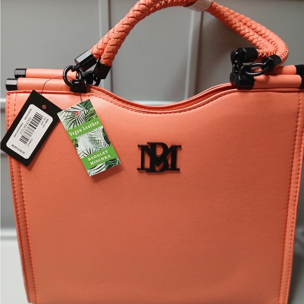 Badgley Mischka Orange Shoulder Bag with Braided Handle